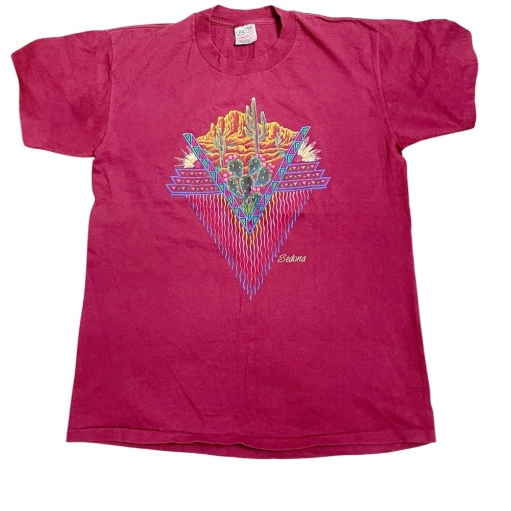 Sedona/large graphic print, vintage on a ONEITA cotton blend/ USA tag t-shirt